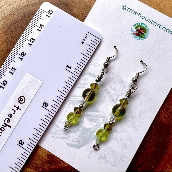 Chic Lime Green Beaded Earrings - Picture 3 of 4